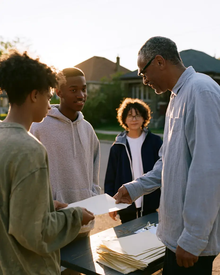 Student interviewing a community member